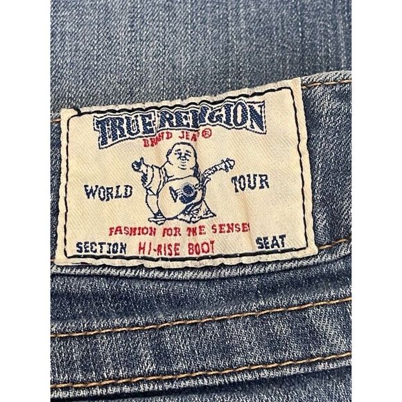 True Religion Hi-Rise Boot Cut Dark Wash Womens Jeans Size 26 Flap Pockets - Picture 12 of 13